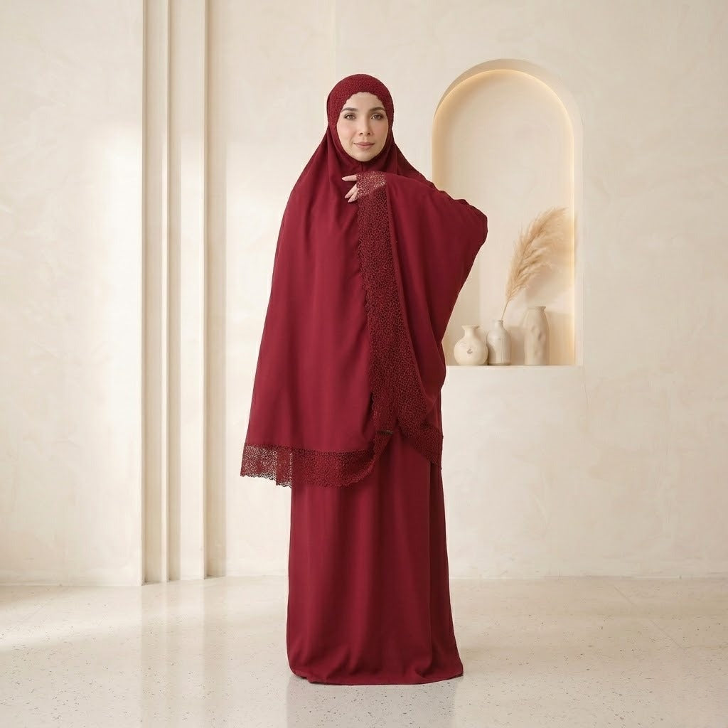Telekung Cotton Modish Lace Malaysia | Telekung Wanita Premium & Murah