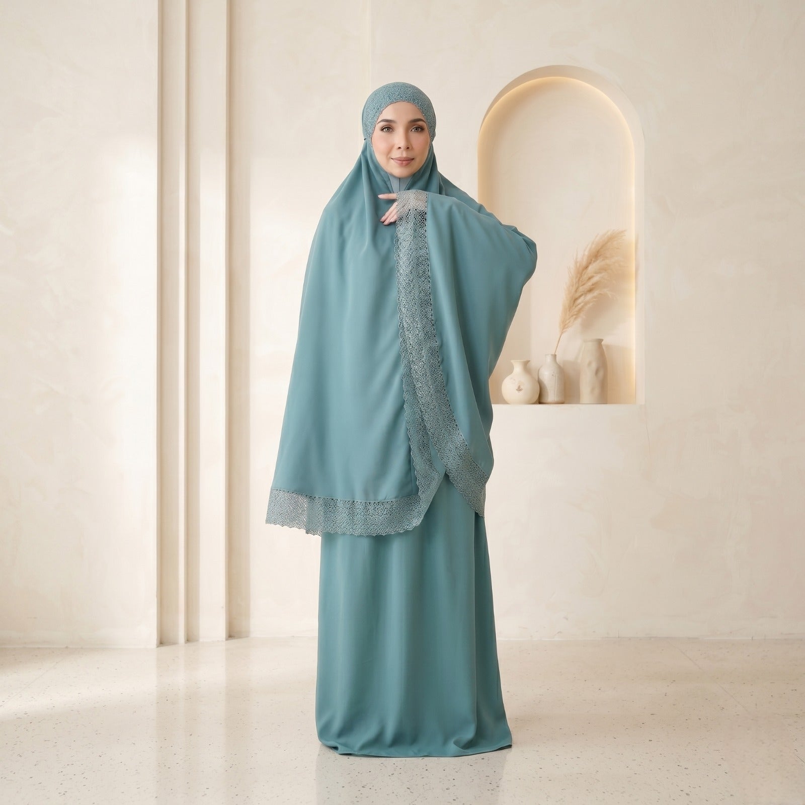 Cotton Modish Lace Telekung