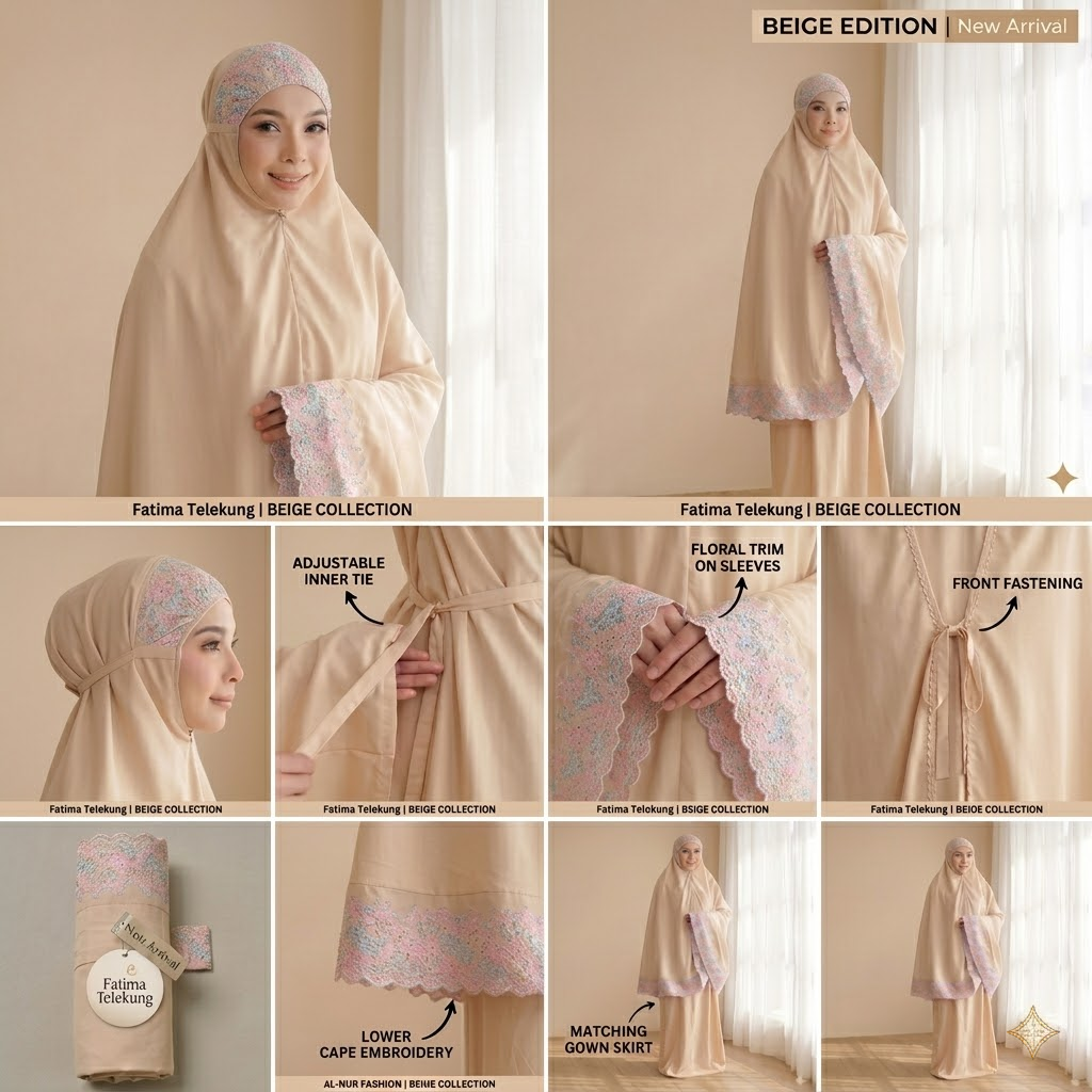 Cotton Embroidery Telekung with bag